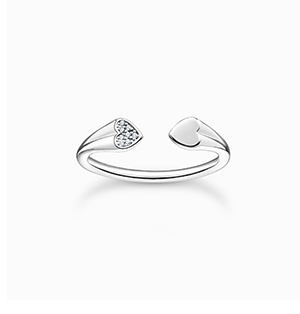 Ring with hearts, silver