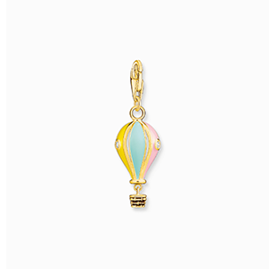 Charm pendant colourful hot air balloon gold plated