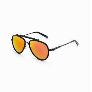 Black sunglasses HARRISON aviator-shaped with orange lenses