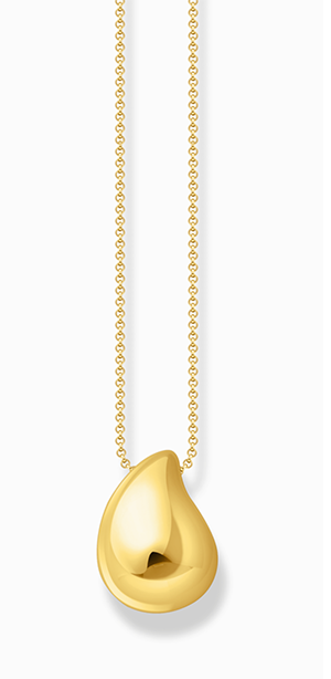 Gold-plated necklace with pendant in organic drop-shape