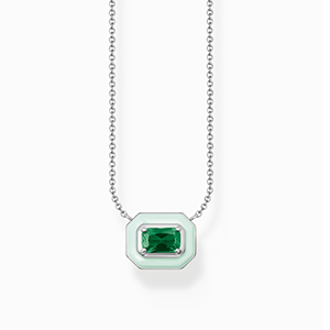 Necklace with green stone silver