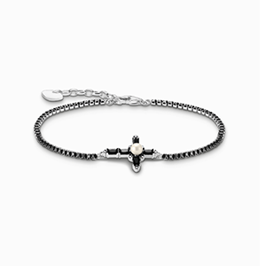 Silver bracelet with black zirconia and cross Cross Romance
