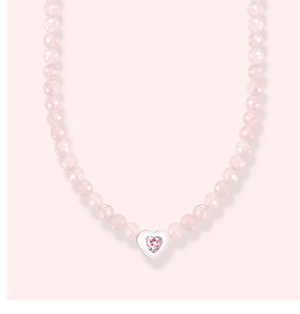 Choker heart with beads of rose quartz
