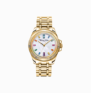 Watch for women Divine Rainbow coloured stones yellow gold-coloured