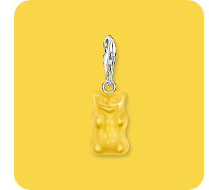 Silver charm pendant goldbears in yellow