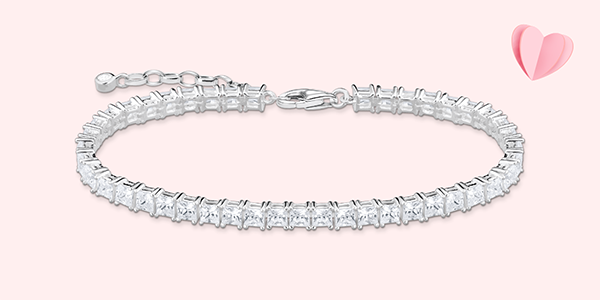 Tennis bracelet with white stones silver