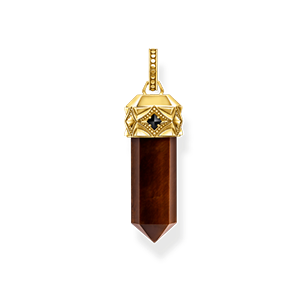 Gold-plated pendant with hexagon-cut red tiger's eye