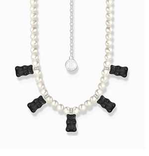 Pearl necklace with Goldbears black