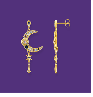 Earrings Royalty moon with stones gold