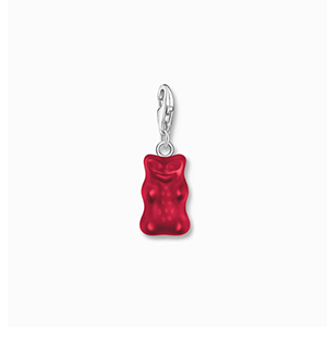 Silver charm pendant goldbears in red