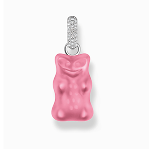 Large silver pendant with pink Goldbears and zirconia