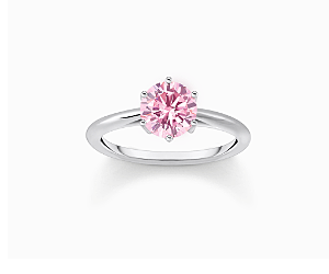 Silver ring with pink zirconia in brilliant cut