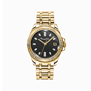 Damenuhr schwarzes Zifferblatt goldfarben
