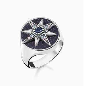 Ring Royalty star with stones silver