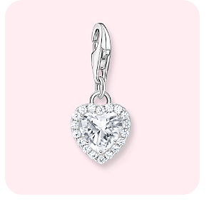 Charm-Anhänger Herz Weiß Silber