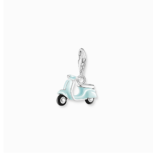 Charm pendant turquoise motor scooter silver