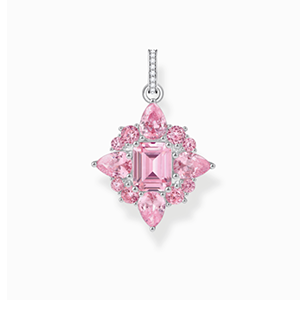 Silver pendant with pink zirconia stones