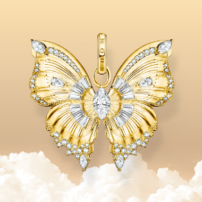 Gold-plated pendant Butterfly Paradise with stones