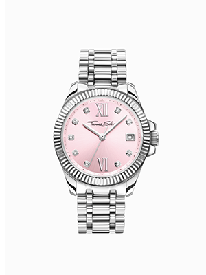 Watch for women Divine Pink with white stones silver-coloured