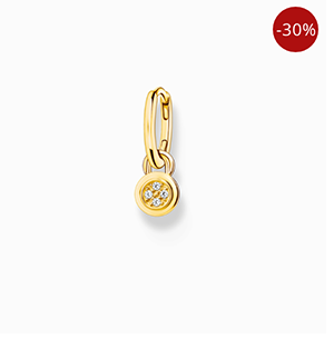 Single hoop earring with eyelet for charms yellow-gold plated