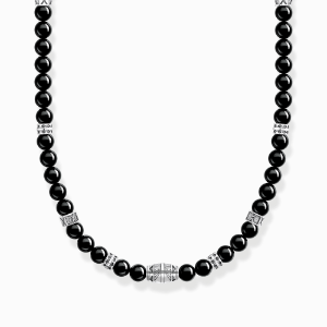 Necklace with black onyx beads silver