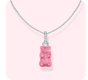 Silver charm pendant Goldbears in pink