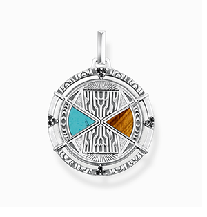 Pendant Talisman Tigereye and Turquoise, silver