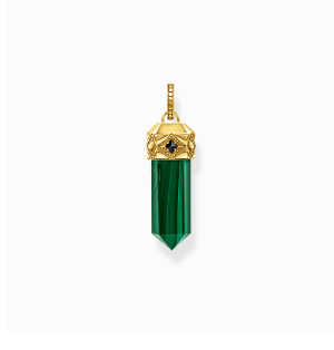 Gold-plated pendant with hexagon-cut green malachite