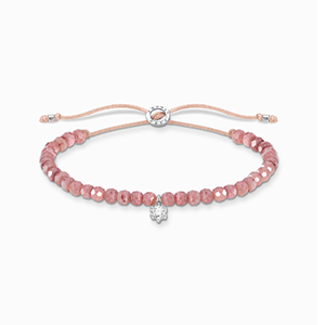 Bracelet pink pearls with white stone