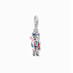 Silver nutcracker charm pendant stones