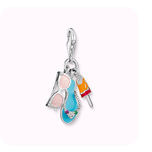 Charm pendant sunglasses, flip flop and ice cream silver