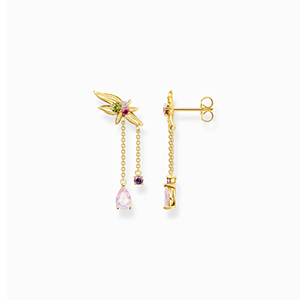 Earrings flower with colourful stones gold