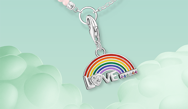 Charm pendant colourful rainbow silver