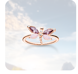 Ring dragonfly with stones rose gold