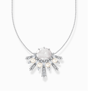 Necklace milky quartz with winter sun rays silver