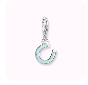 Charm pendant mint green horseshoe silver