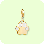 Charm pendant dog paw with cold enamel yellow-gold plated