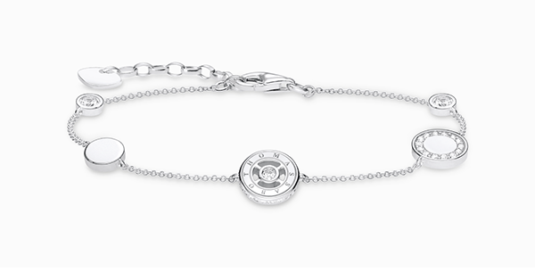 Bracelet circles with white stones silver