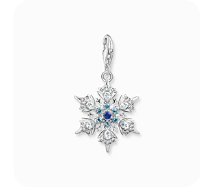 Charm pendant snowflake with blue stones silver