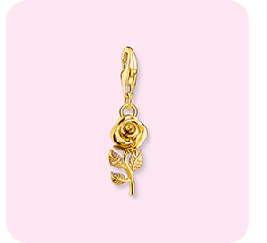 Gold-plated charm pendant in rose design