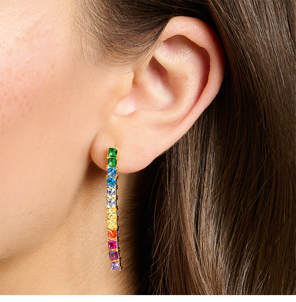 Earrings colourful stones gold