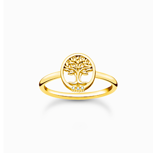Ring Tree of Love with white stones gold