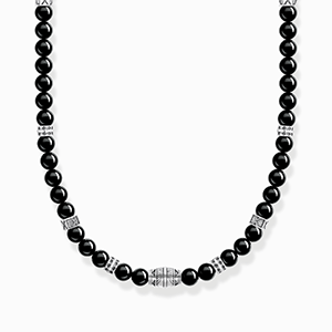 Necklace with black onyx beads silver