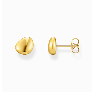 Small gold-plated ear studs in organic shape