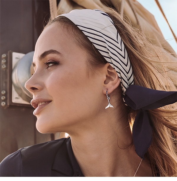 Model with Ocean Vibes earrings