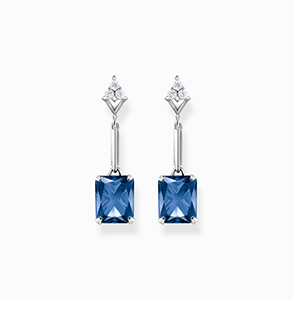 Earrings with blue and white stones silver