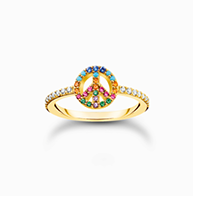 Ring peace with colourful stones gold