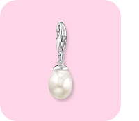 Charm pendant white pearl silver