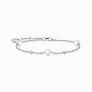 Bracelet pearls with white stones silver