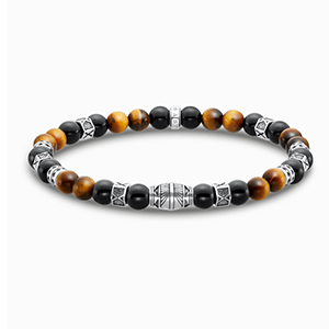 Bracelet with black onyx beads and tiger's eye beads silver